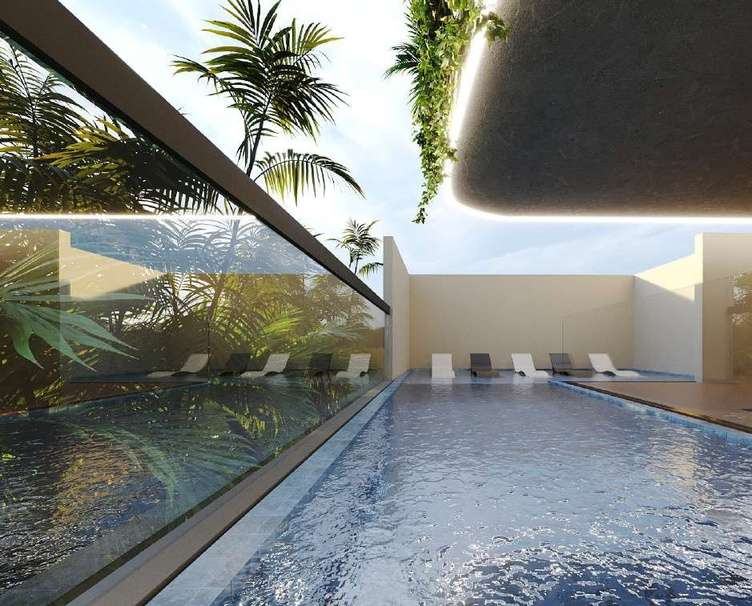 Piscina en la azotea, render de Domus Tower
